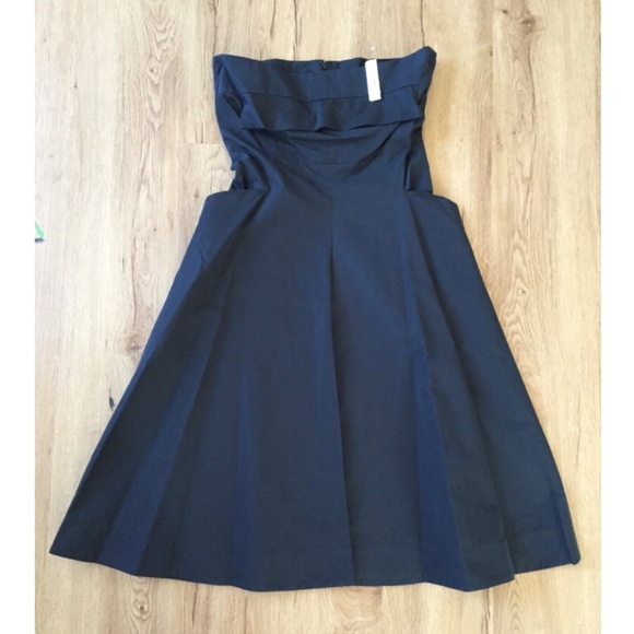★Org.$1490 JIL SANDER Strapless A-Line Dress Black 36★ - Picture 4 of 9